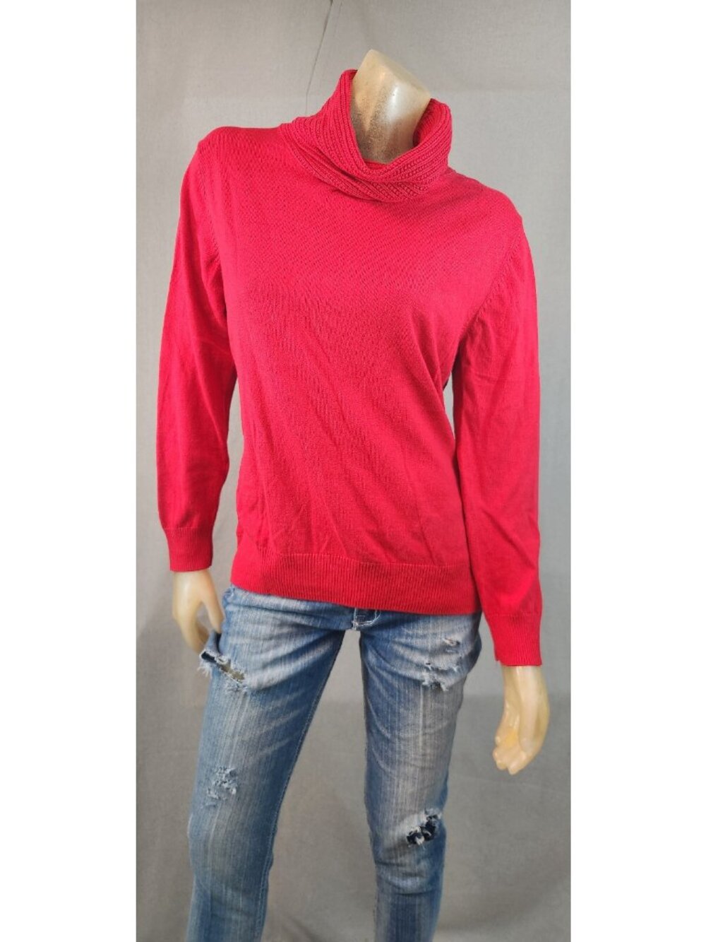 Westbound Red Cowl Neck Long Sleeve Tight Knit Pullover Sweater XLARGE XL Womens